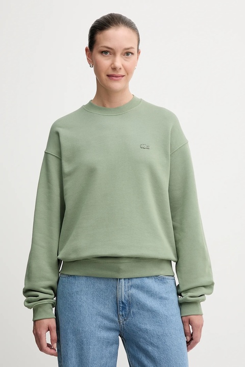 Lacoste bluza bawełniana kolor zielony gładka SH7745 - zdjęcie produktu nr 1