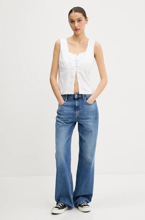 Superdry top bawełniany damska kolor biały gładka W6012019A-04C - zdjęcie produktu nr 2