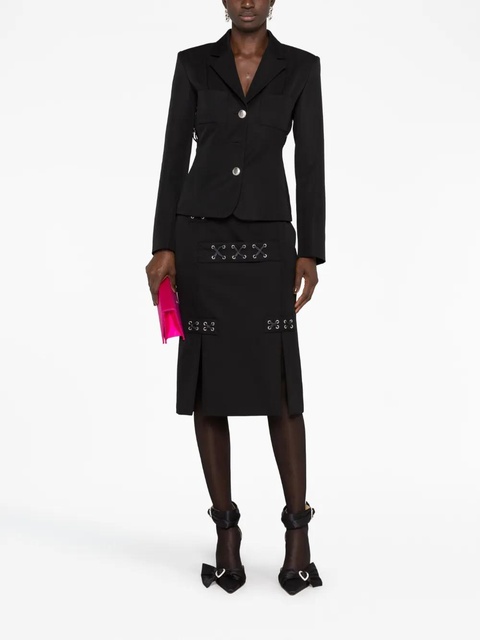 Alessandra Rich lattice-embellished midi skirt - Black - zdjęcie produktu nr 2