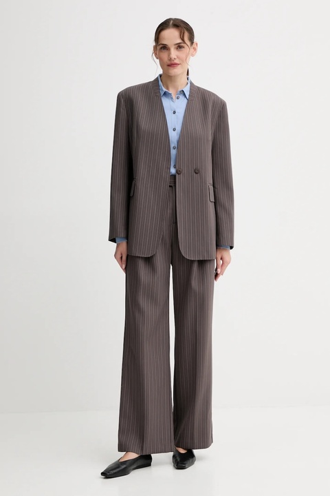 ISABELLE BLANCHE spodnie z wełną damskie kolor brązowy szerokie high waist IS25FW-P044-T003 - zdjęcie produktu nr 2