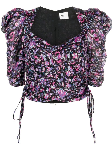 MARANT ÉTOILE Galaor puff-sleeve blouse - Black - zdjęcie produktu nr 1