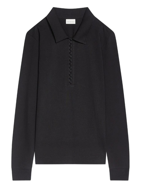 DRIES VAN NOTEN button-fastening jersey polo shirt - Black - zdjęcie produktu nr 1