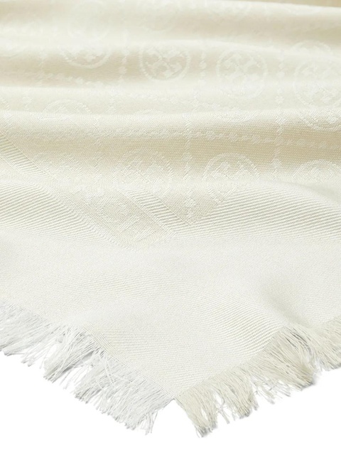 Tory Burch medallion-embroidery fringed scarf - Neutrals - zdjęcie produktu nr 2