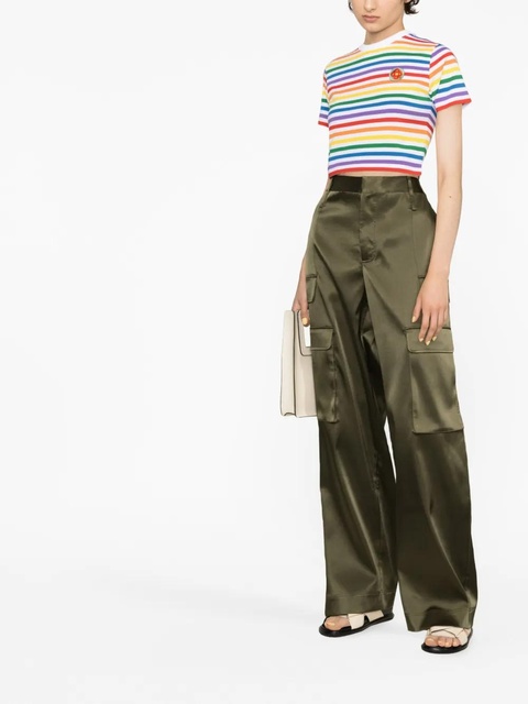 Casablanca striped cropped T-shirt - White - zdjęcie produktu nr 2