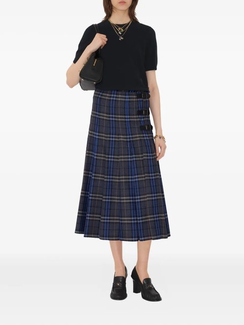Burberry check wool midi kilt - Grey - zdjęcie produktu nr 2