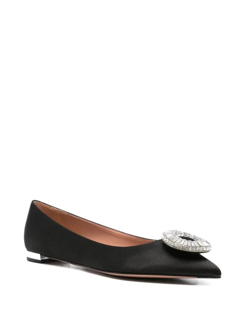 Aquazzura Crystal Hoop embellished flat pumps - Black - zdjęcie produktu nr 2