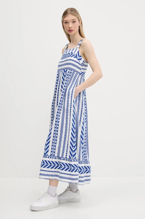Superdry sukienka kolor biały maxi rozkloszowana W8011872A-F1W - zdjęcie produktu nr 2