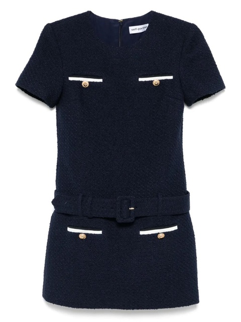 Self-Portrait bouclé mini dress - Blue - zdjęcie produktu nr 1