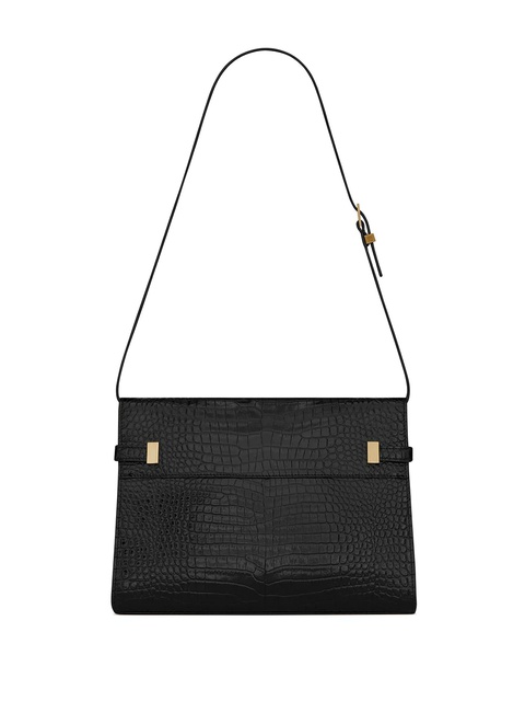 Saint Laurent Manhattan crocodile-embossed shoulder bag - Black - zdjęcie produktu nr 2