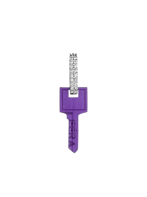 EÉRA 18K white gold small Key diamond earring - Purple - zdjęcie produktu nr 1