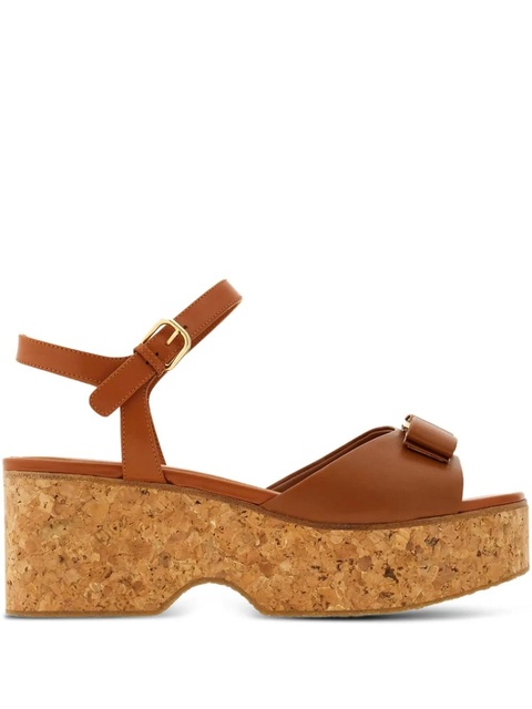 Ferragamo 70mm bow-detail platform sandals - Brown - zdjęcie produktu nr 1