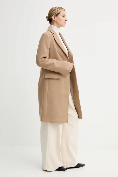 Calvin Klein płaszcz z wełną kolor beżowy LV044D558G - zdjęcie produktu nr 2