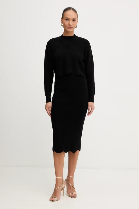 Twinset spódnica z domieszką wełny kolor czarny midi ołówkowa 252TT3215 - zdjęcie produktu nr 2