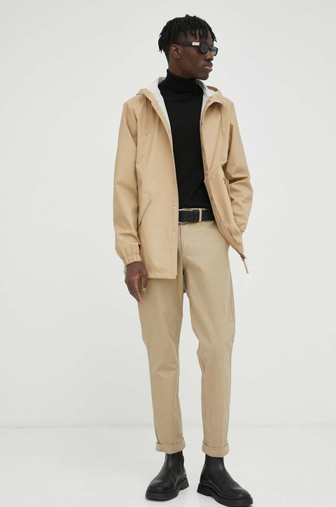 Rains kurtka przeciwdeszczowa 18010 Fishtail Jacket kolor beżowy przejściowa 18010.24-24Sand - zdjęcie produktu nr 1