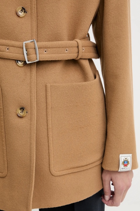 Bally płaszcz z dodatkiem wełny kolor beżowy WOU07G - zdjęcie produktu nr 1