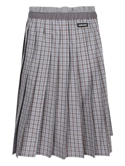 Miu Miu checked pleated midi skirt - Blue - zdjęcie produktu nr 1