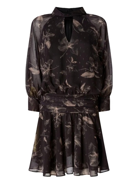 PINKO floral-print gathered mini dress - Black - zdjęcie produktu nr 1