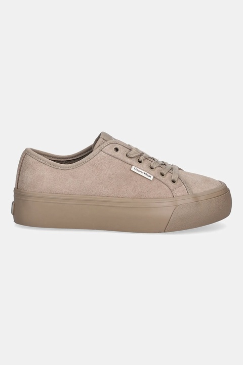 Calvin Klein tenisówki zamszowe VULC FLATF LACE UP SUE/WL CK kolor beżowy YW0YW02000 - zdjęcie produktu nr 2