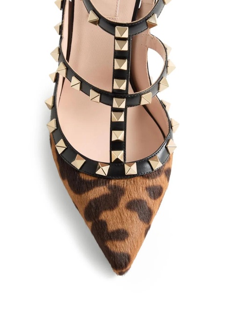 Valentino Garavani 100mm Rockstud leopard-print pumps - Black - zdjęcie produktu nr 2
