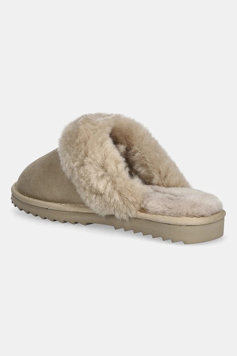 Tommy Hilfiger kapcie skórzane TH SHEARLING HOUSE SHOE kolor beżowy FW0FW09063 - zdjęcie produktu nr 2