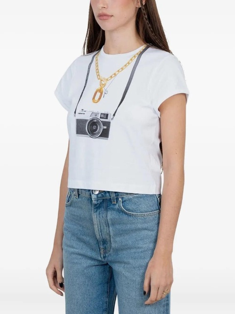 Rabanne camera-print cotton T-shirt - White - zdjęcie produktu nr 2