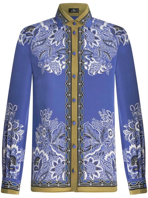 ETRO bandana-print silk crepe shirt - Blue - zdjęcie produktu nr 1