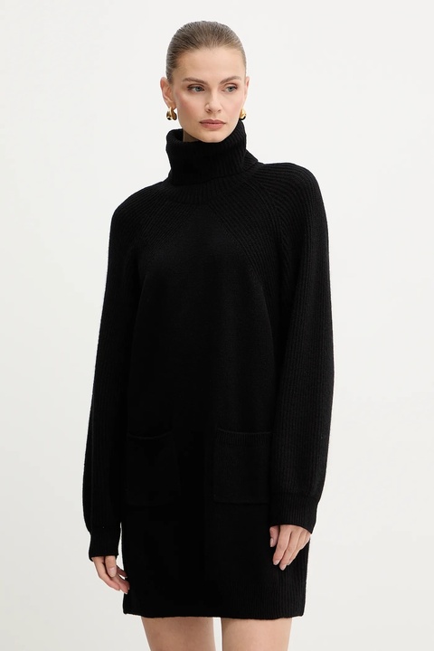 Liu Jo sukienka wełniana kolor czarny mini prosta MF5063 MS009 - zdjęcie produktu nr 1