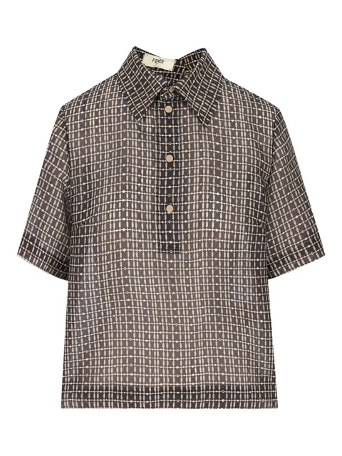 FENDI grid-pattern polo top - Brown - zdjęcie produktu nr 1