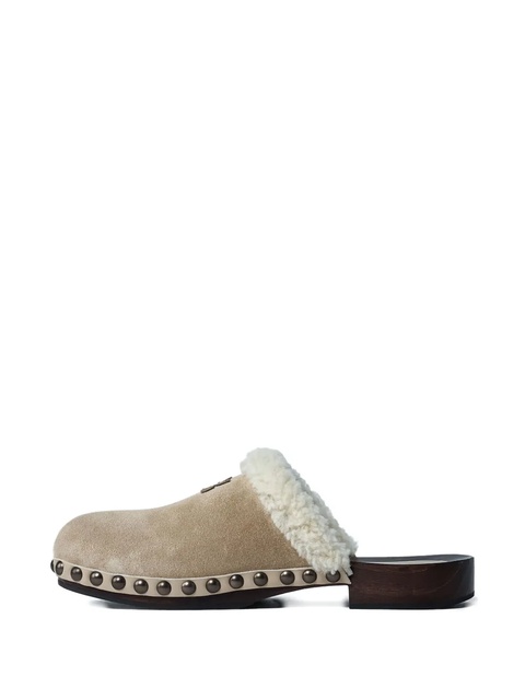 Miu Miu shearling-trimmed clogs - Neutrals - zdjęcie produktu nr 2