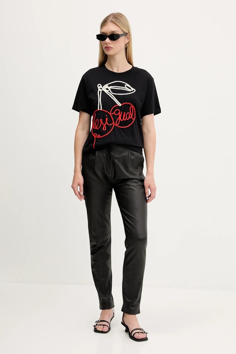 Desigual t-shirt bawełniany BERLIN damski kolor czarny 25WWTK51 - zdjęcie produktu nr 2