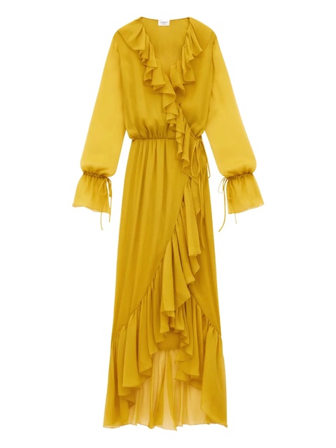 Saint Laurent ruffled wrap dress - Yellow - zdjęcie produktu nr 1