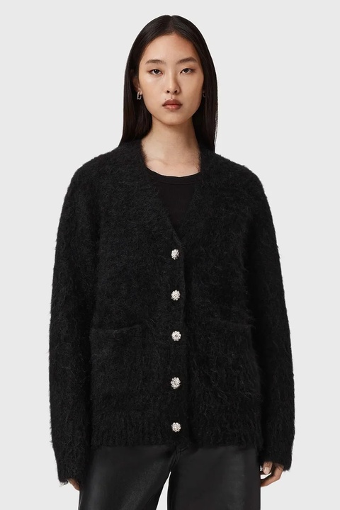 AllSaints kardigan z wełną damski kolor czarny W077KD - zdjęcie produktu nr 1