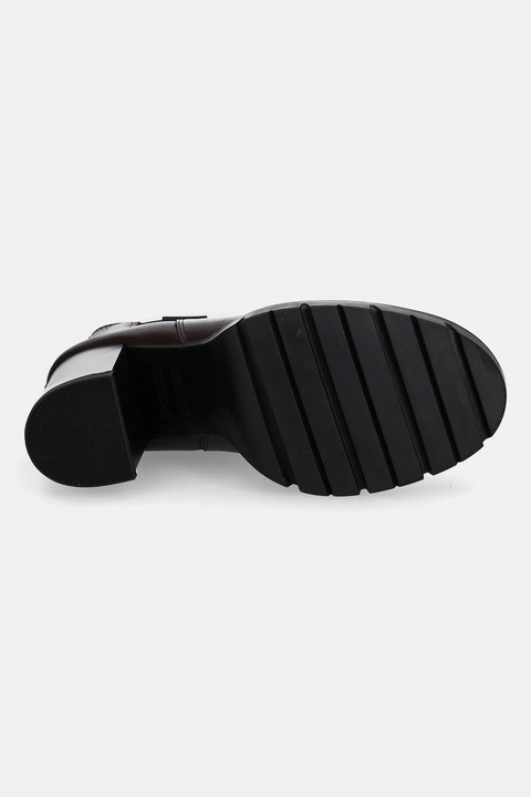 Tommy Jeans botki skórzane TJW LEATHER HEEL BOOT damskie kolor brązowy na słupku lekko ocieplone EN0EN02831 - zdjęcie produktu nr 2