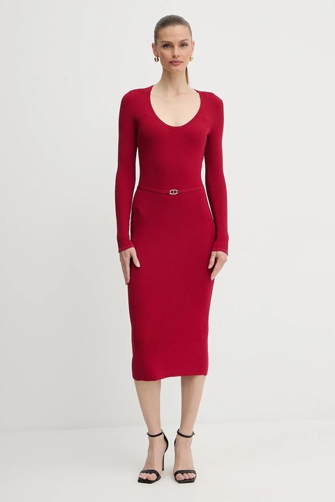 Twinset sukienka kolor czerwony midi dopasowana 252TP3352 - zdjęcie produktu nr 1