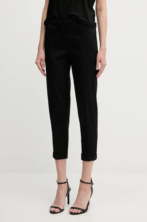 Sisley spodnie damskie kolor czarny fason cygaretki high waist - zdjęcie produktu nr 1