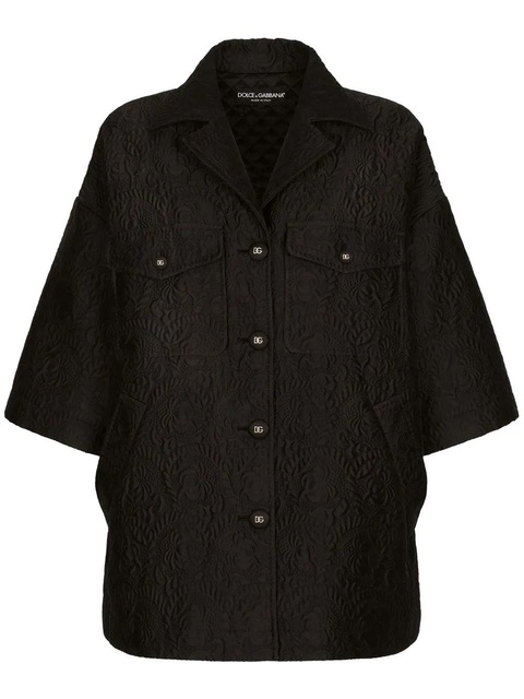 Dolce & Gabbana floral-jacquard short cape - Black - zdjęcie produktu nr 1