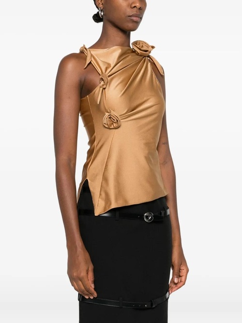 Coperni asymmetric rose-embellished knotted blouse - Brown - zdjęcie produktu nr 2