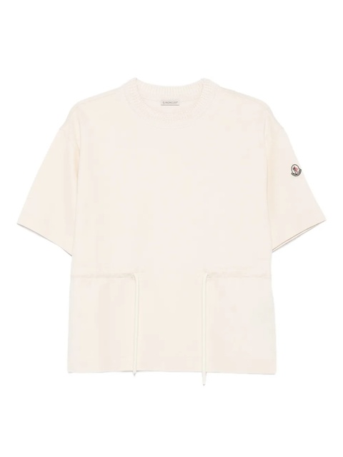 Moncler drawstring-waist cotton T-shirt - Neutrals - zdjęcie produktu nr 1