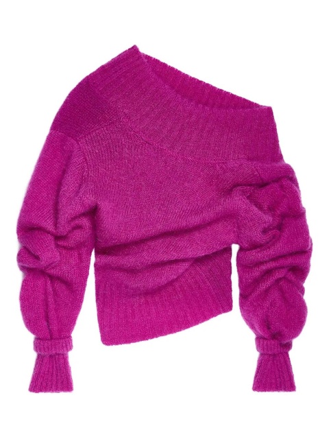 DRIES VAN NOTEN asymmetric-neck long-sleeve sweater - Pink - zdjęcie produktu nr 1