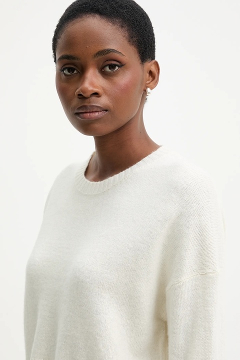 United Colors of Benetton sweter z dodatkiem wełny damski kolor beżowy lekki 126WD10E4 - zdjęcie produktu nr 2