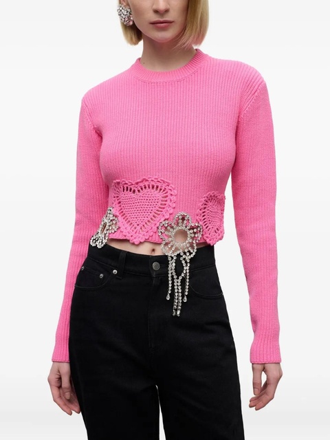 AREA crochet-flower crystal-embellished sweater - Pink - zdjęcie produktu nr 2