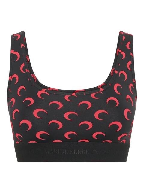 Marine Serre crescent moon-print sports bra - Black - zdjęcie produktu nr 1