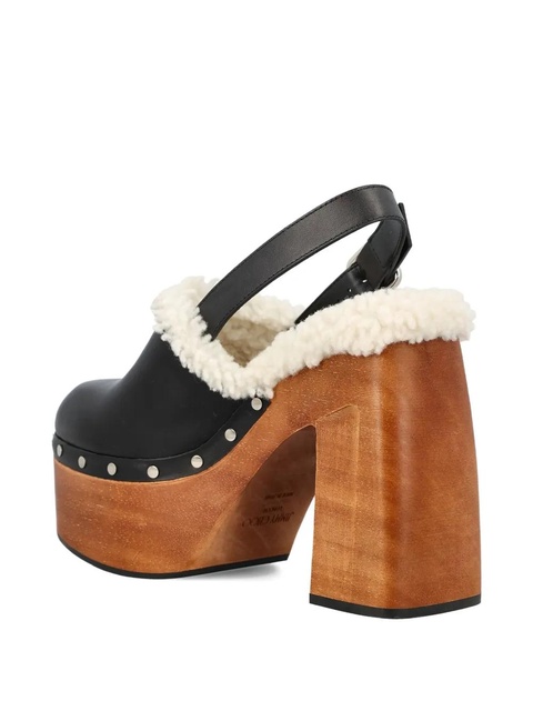 Jimmy Choo 135mm leather platform sheepskin sandals - Black - zdjęcie produktu nr 2