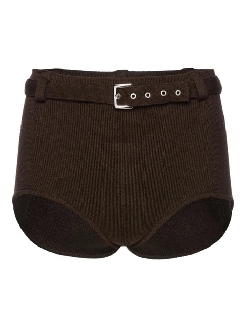 Magda Butrym belted ribbed-knit shorts - Brown - zdjęcie produktu nr 1
