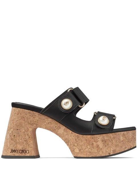 Jimmy Choo Fayence 95mm leather platform sandals - Black - zdjęcie produktu nr 1