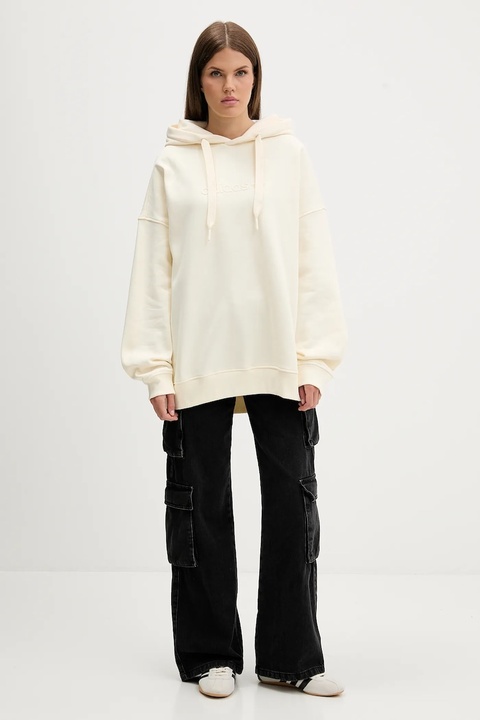 adidas Originals bluza Essentials damska kolor beżowy z kapturem z nadrukiem JX5495 - zdjęcie produktu nr 2