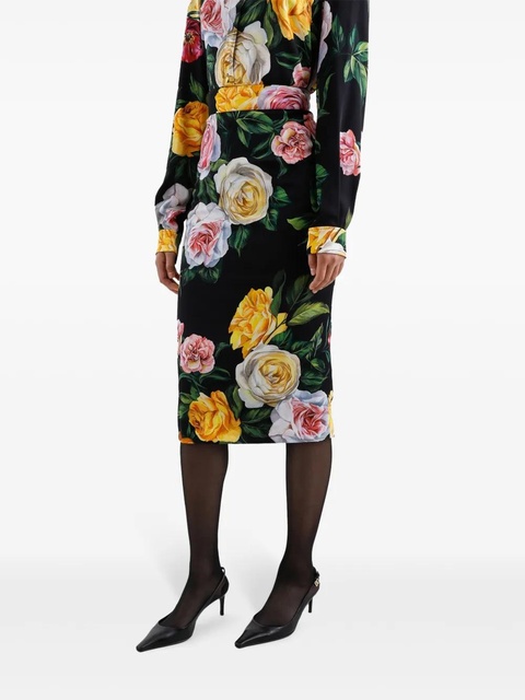 Dolce & Gabbana floral-print midi skirt - Black - zdjęcie produktu nr 2