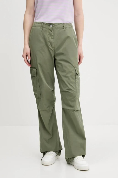 Tommy Jeans spodnie damskie kolor zielony szerokie high waist DW0DW20350 - zdjęcie produktu nr 1