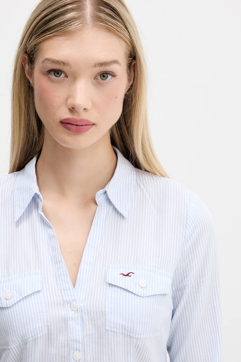 Hollister Co. koszula bawełniana damska kolor niebieski regular z kołnierzykiem klasycznym KI340-5425 - zdjęcie produktu nr 2