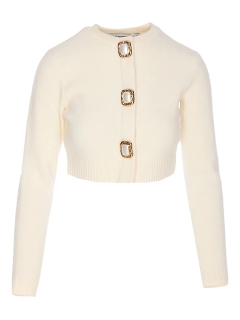 Self-Portrait jewel-button cropped cardigan - Neutrals - zdjęcie produktu nr 1